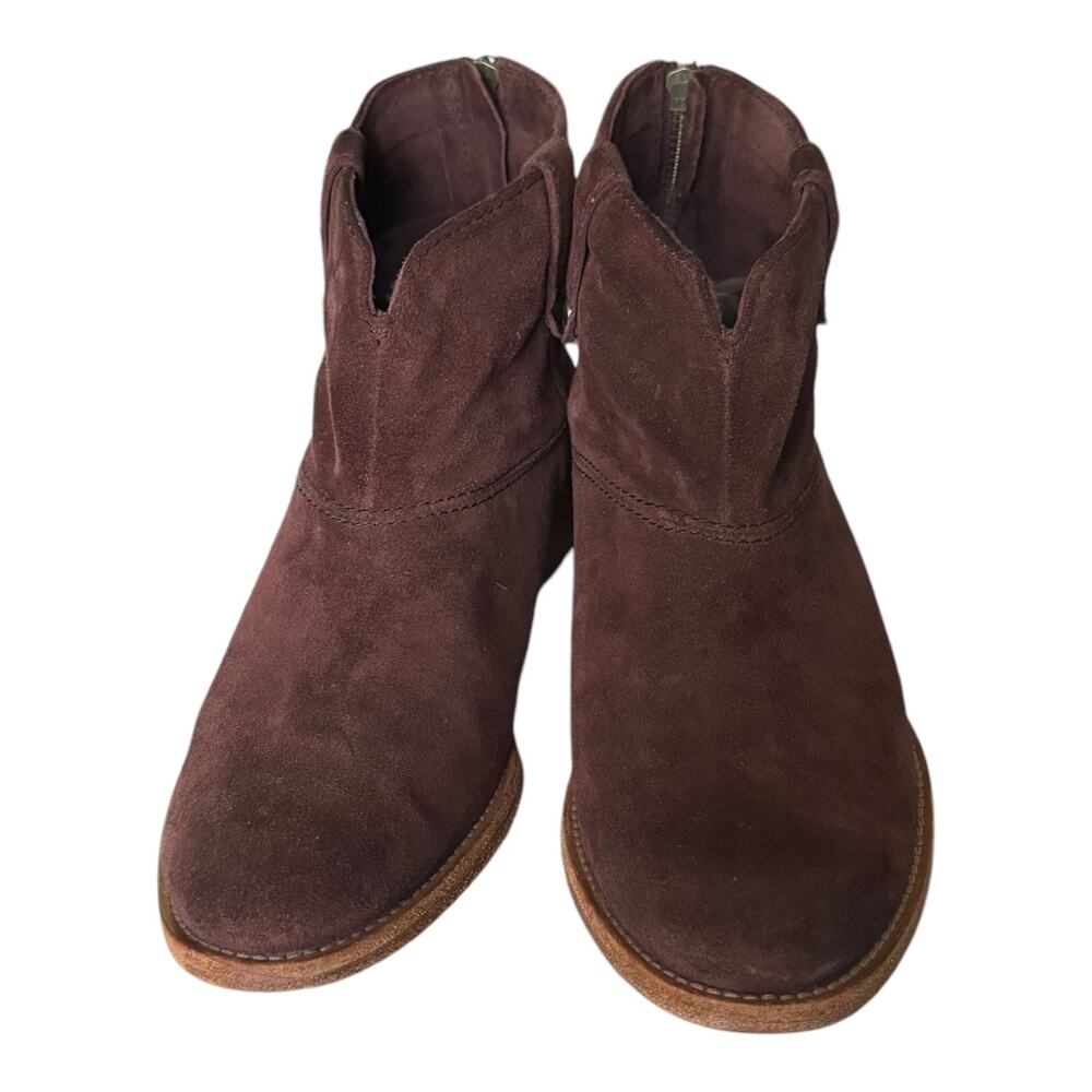 Johnston & Murphy Stephanie Maroon Suede Stitched Bootie heel zipper size 9 - Picture 7 of 15